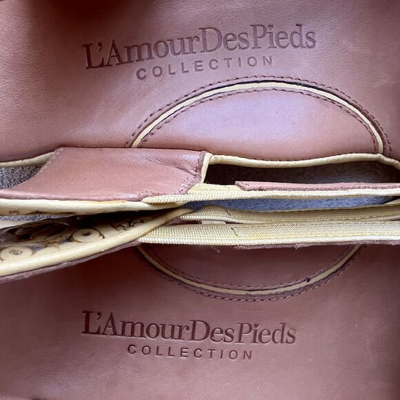 L’amour Des Pieds Bainya Gold Mustard Yellow Leather Wedge Heel Sandal Women 8.5 - Picture 14 of 16